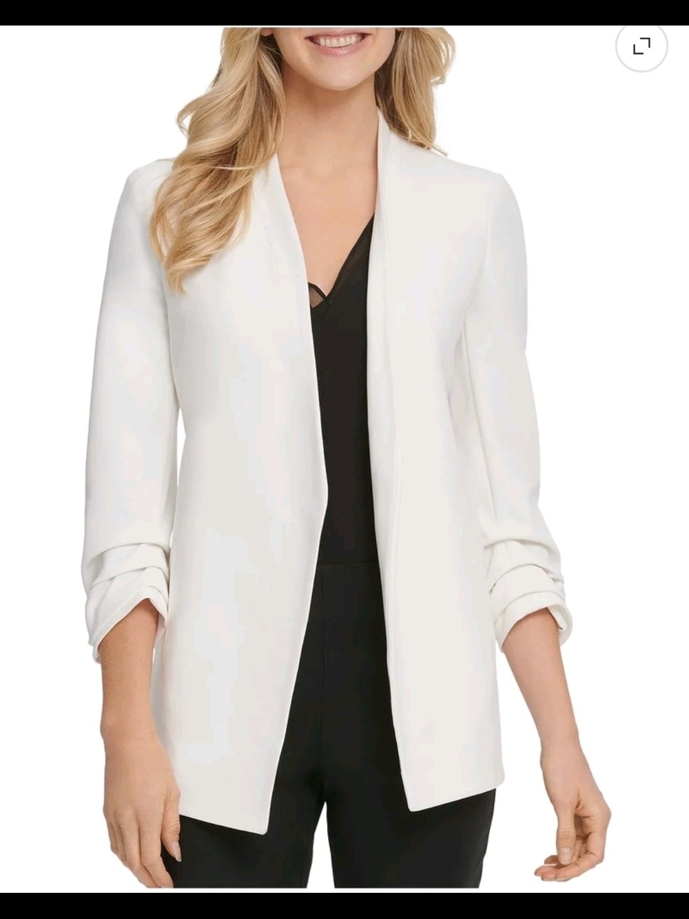 Ivory DKNY Open Front Blazer Jacket